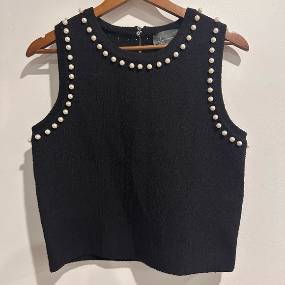 ANTHROPOLOGIE Pearl Lined‎ Thick Knit Preppy Holiday Cropped Tank Top Size S - Picture 3 of 6